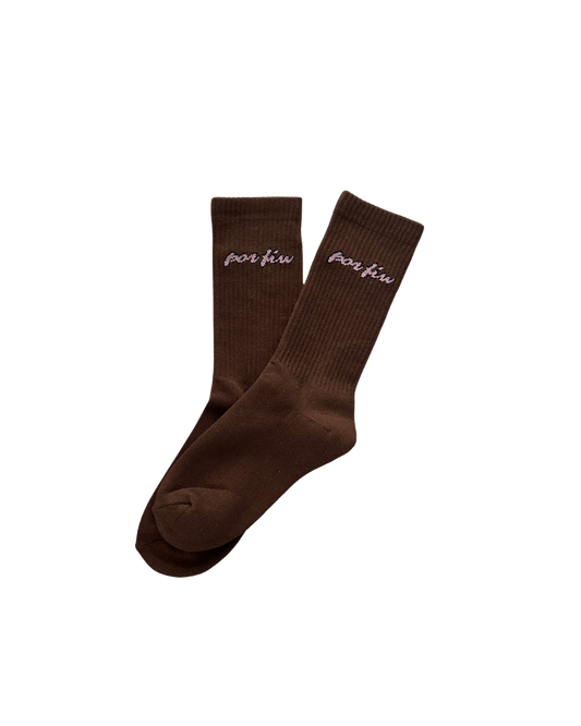 Por Fin Pixel Crew Socks - Brown