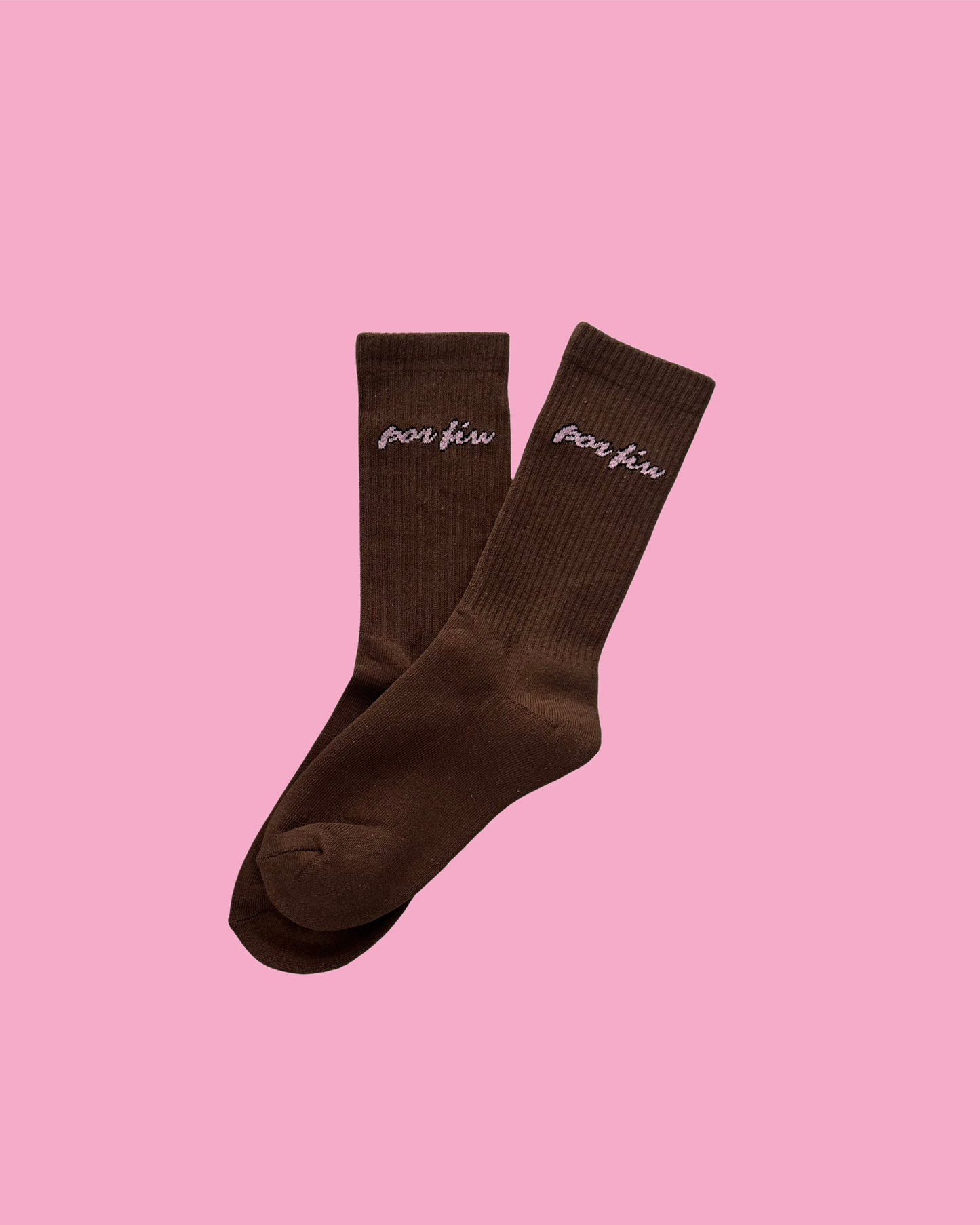 Por Fin Pixel Crew Socks - Brown