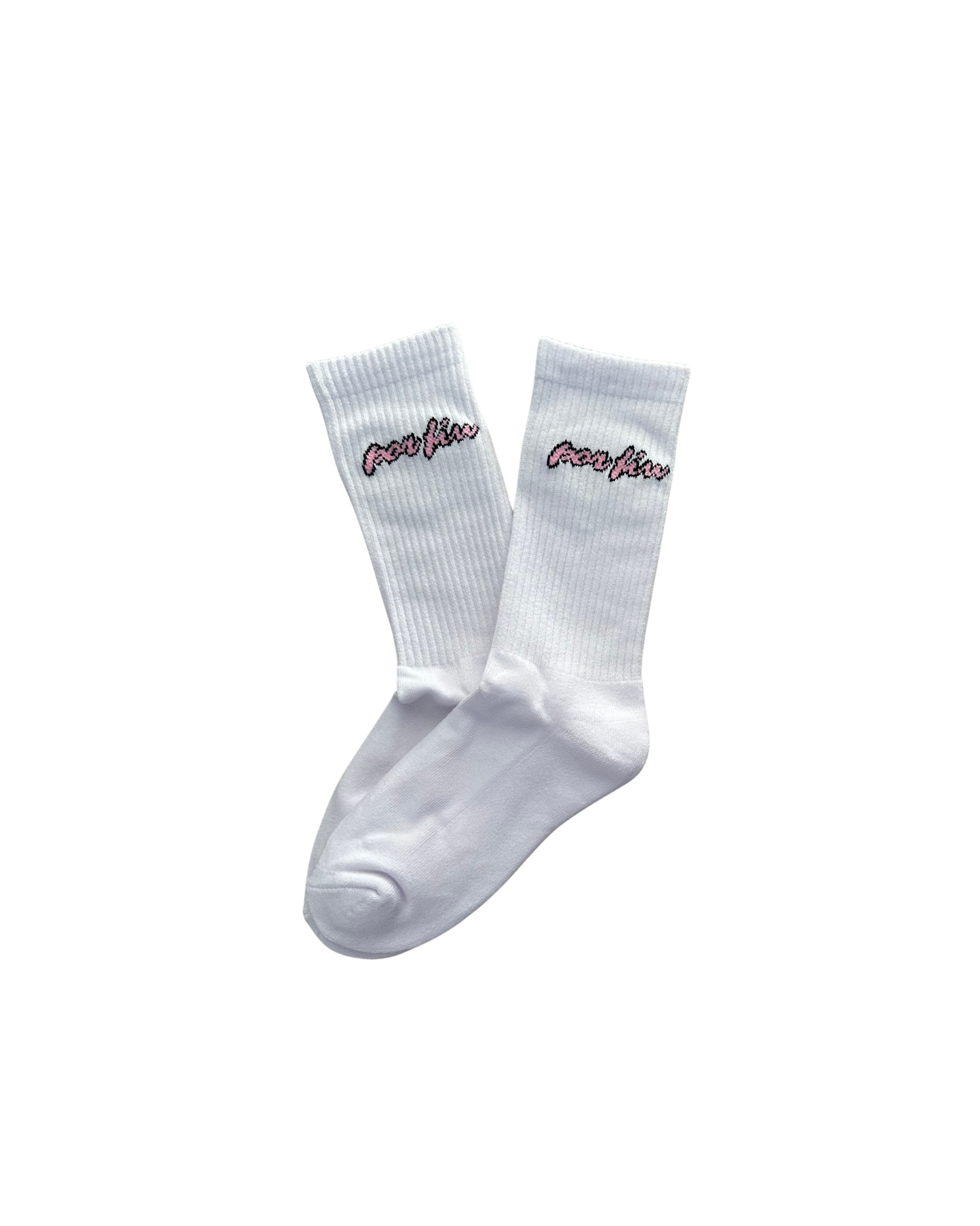 Por Fin Pixel Crew Socks - White