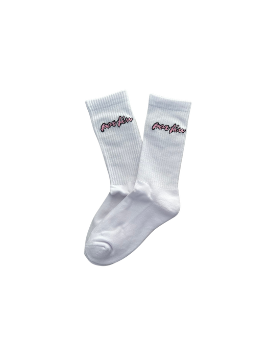 Por Fin Pixel Crew Socks - White